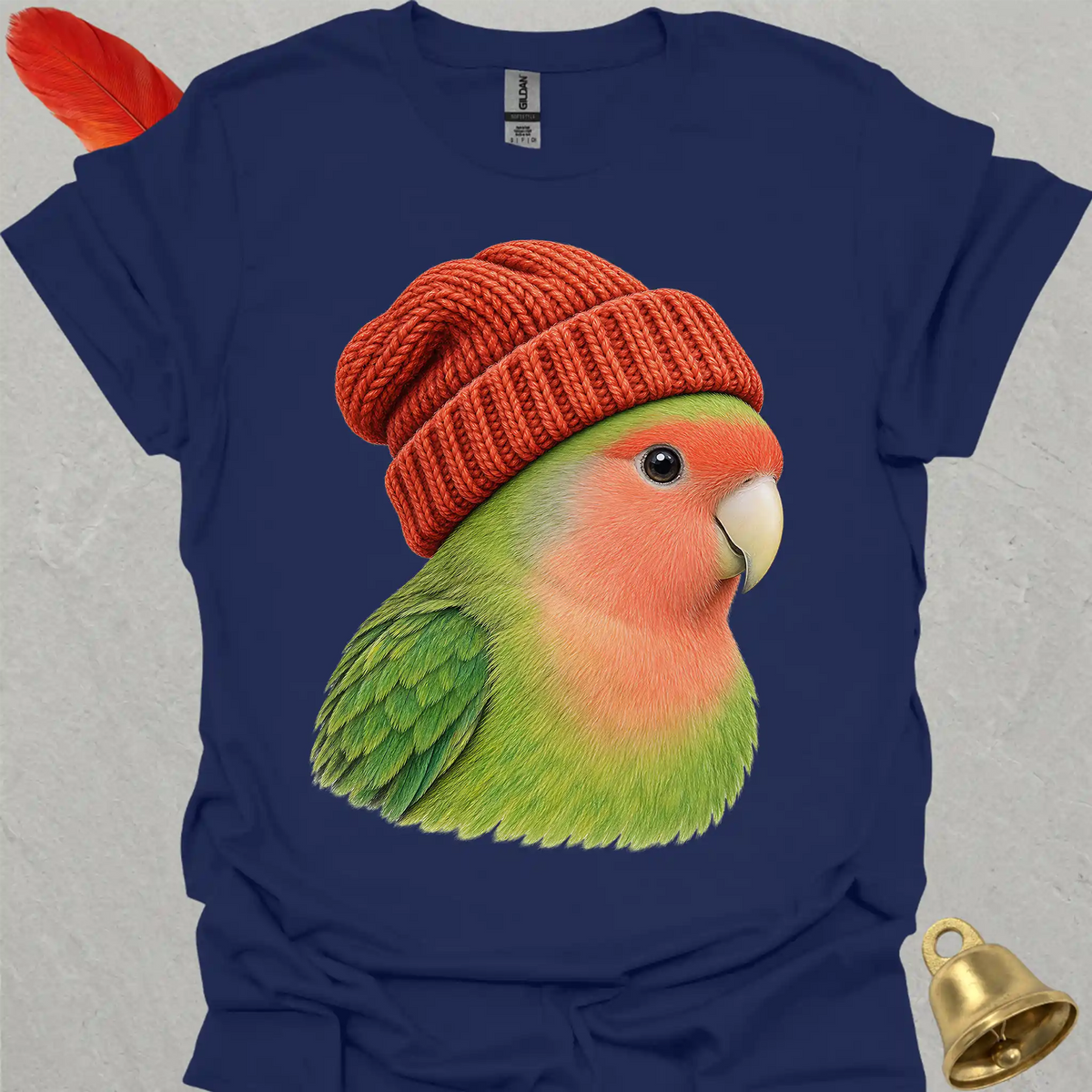 Peach-Faced Lovebird Beanie T-Shirt