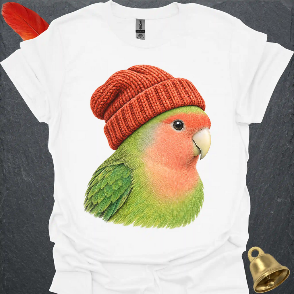 Peach-Faced Lovebird Beanie T-Shirt