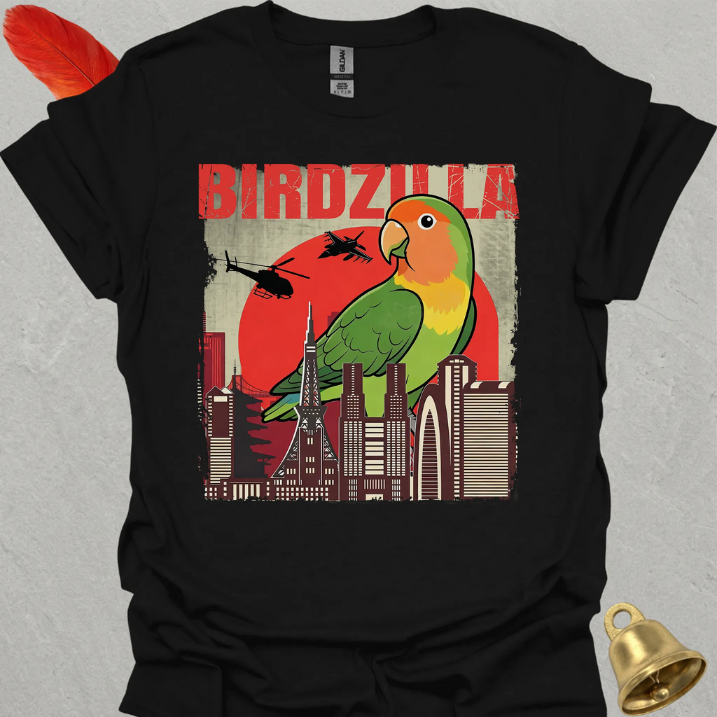 Peach-Faced Lovebird Birdzilla T-Shirt