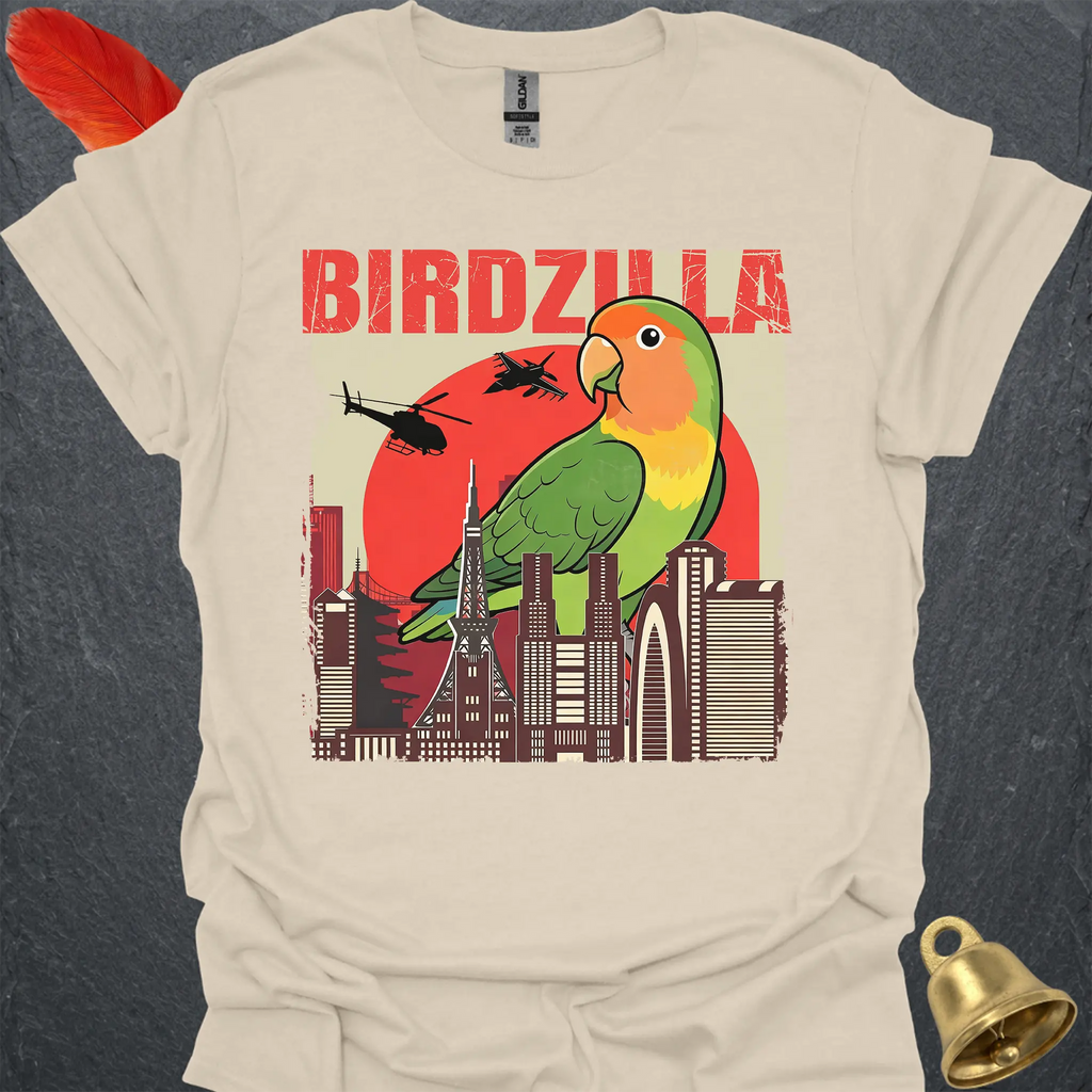 Peach-Faced Lovebird Birdzilla T-Shirt