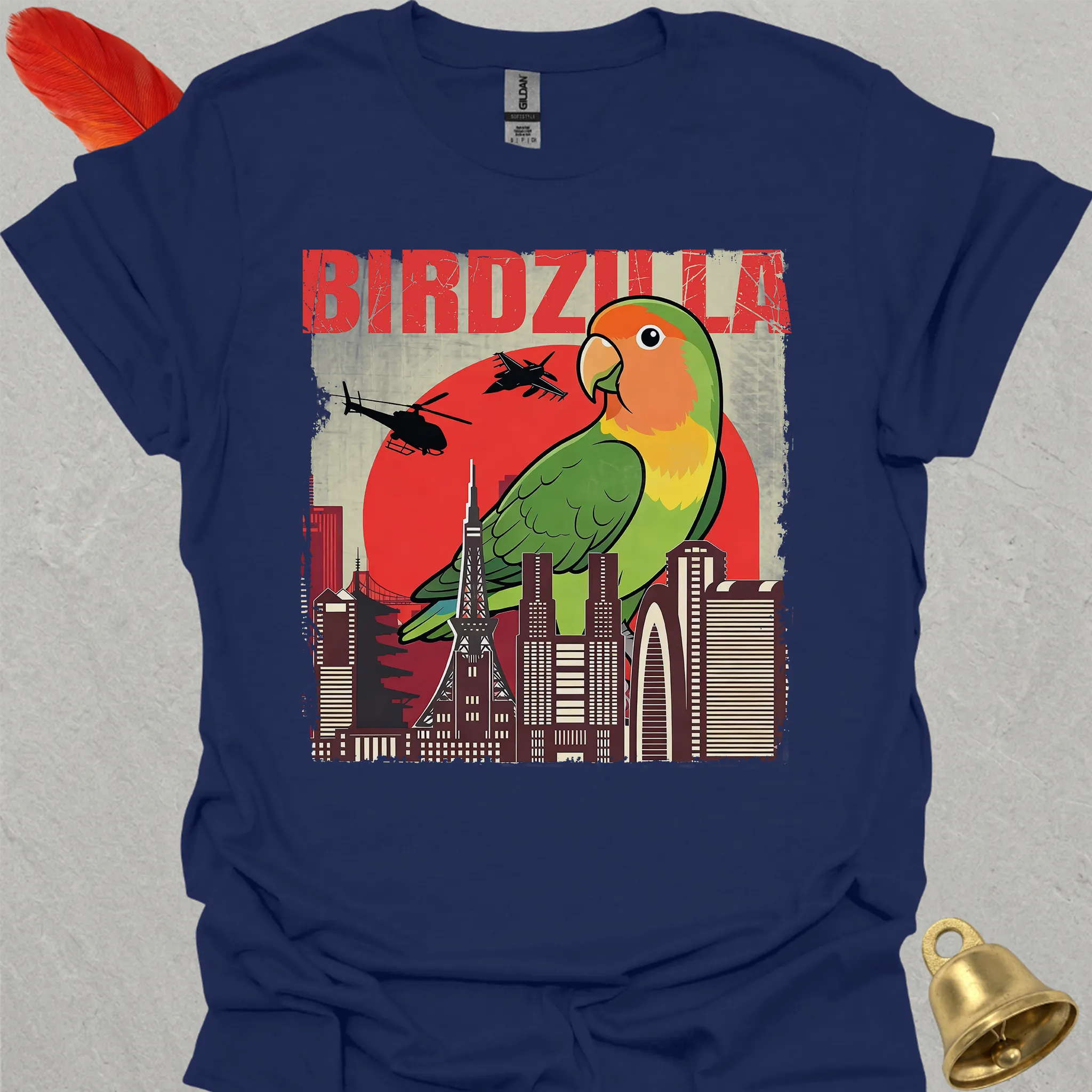 Peach-Faced Lovebird Birdzilla T-Shirt