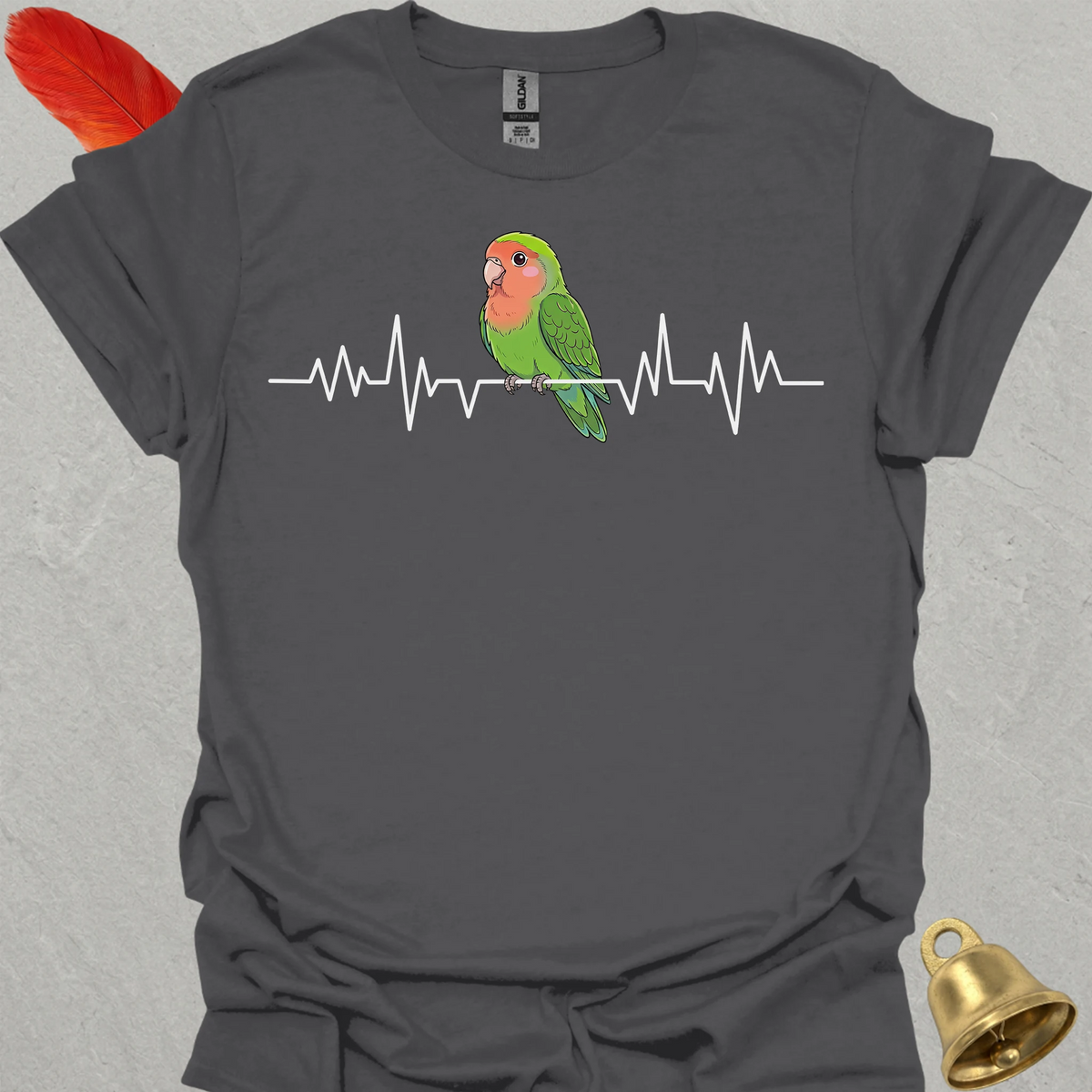 Peach-Faced Lovebird Heartbeat T-Shirt