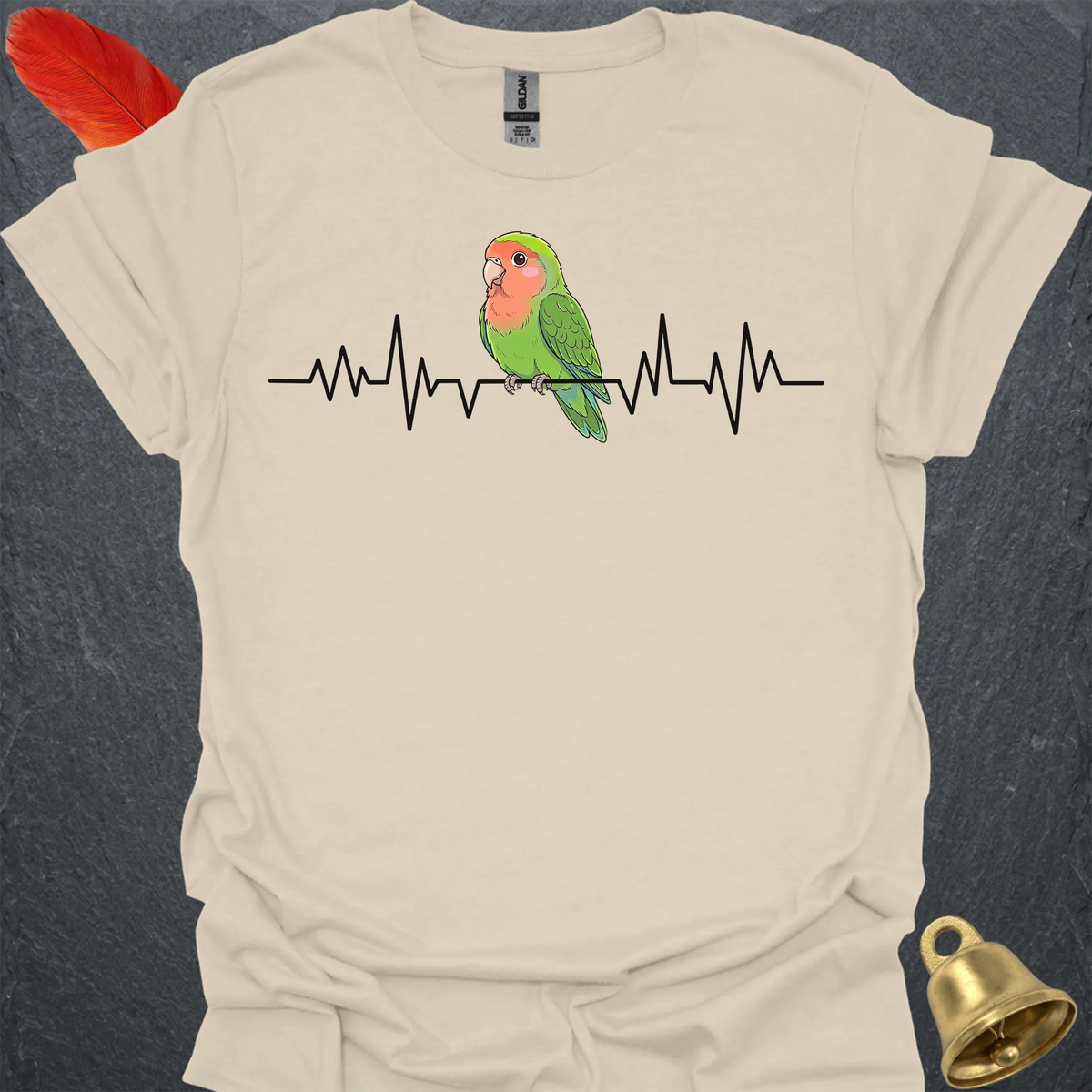 Peach-Faced Lovebird Heartbeat T-Shirt
