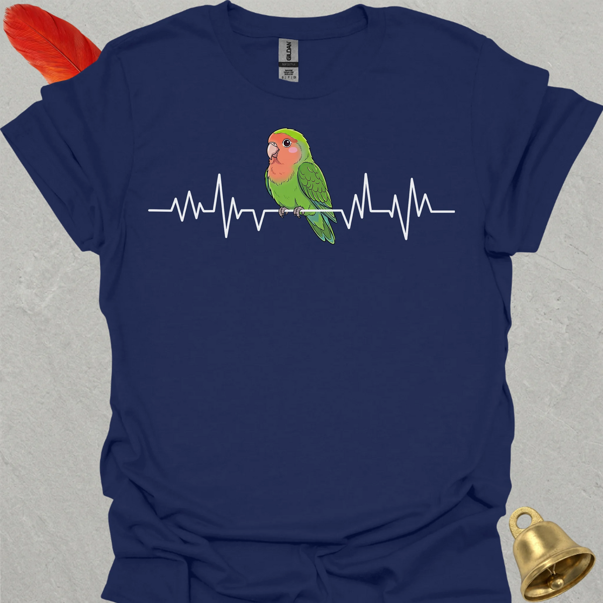 Peach-Faced Lovebird Heartbeat T-Shirt