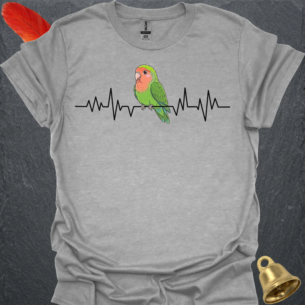 Peach-Faced Lovebird Heartbeat T-Shirt