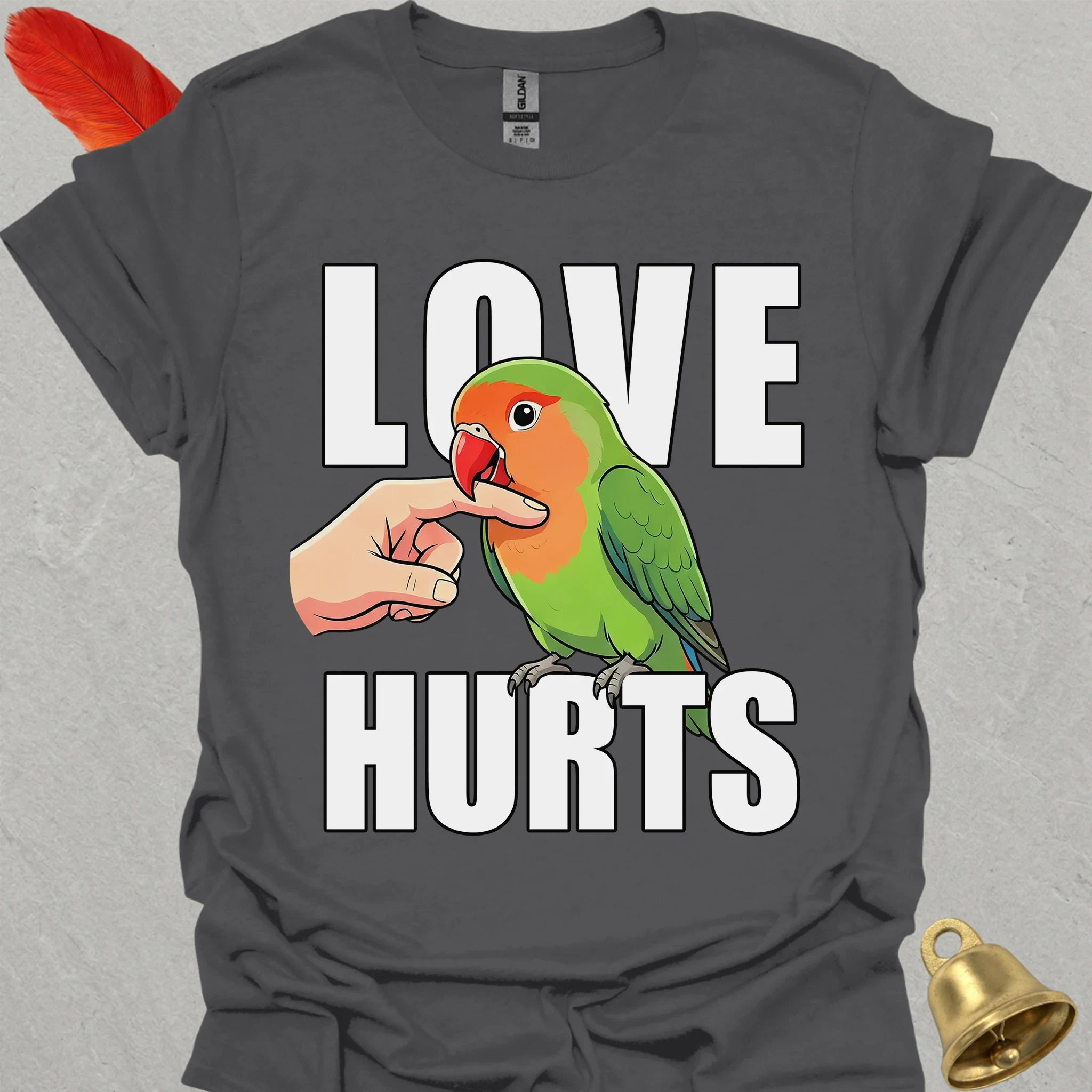 Peach-Faced Lovebird Love Hurts T-Shirt