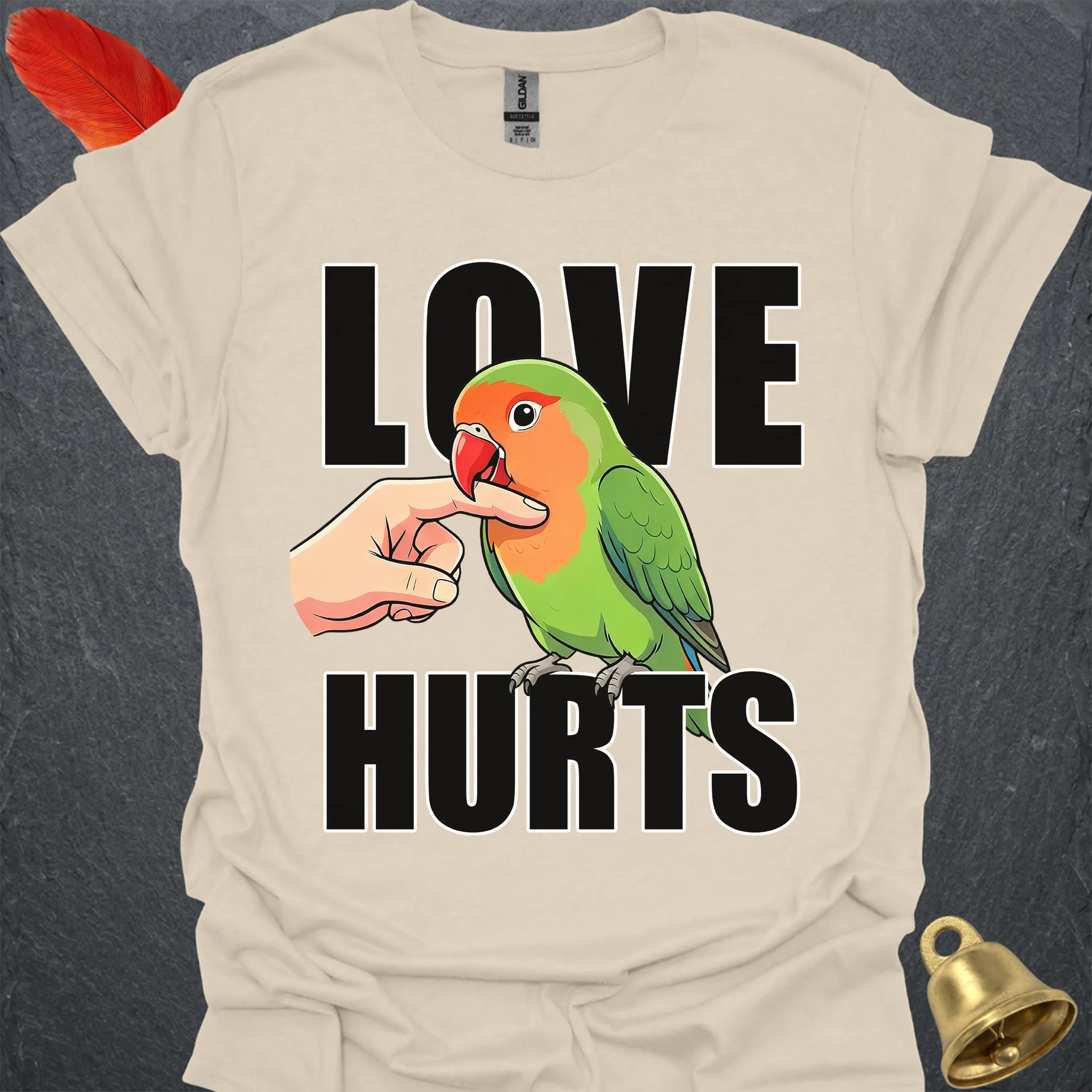 Peach-Faced Lovebird Love Hurts T-Shirt