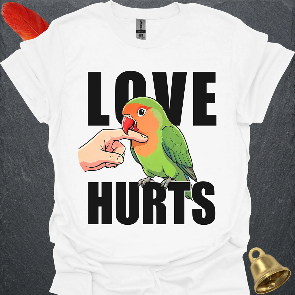 Peach-Faced Lovebird Love Hurts T-Shirt