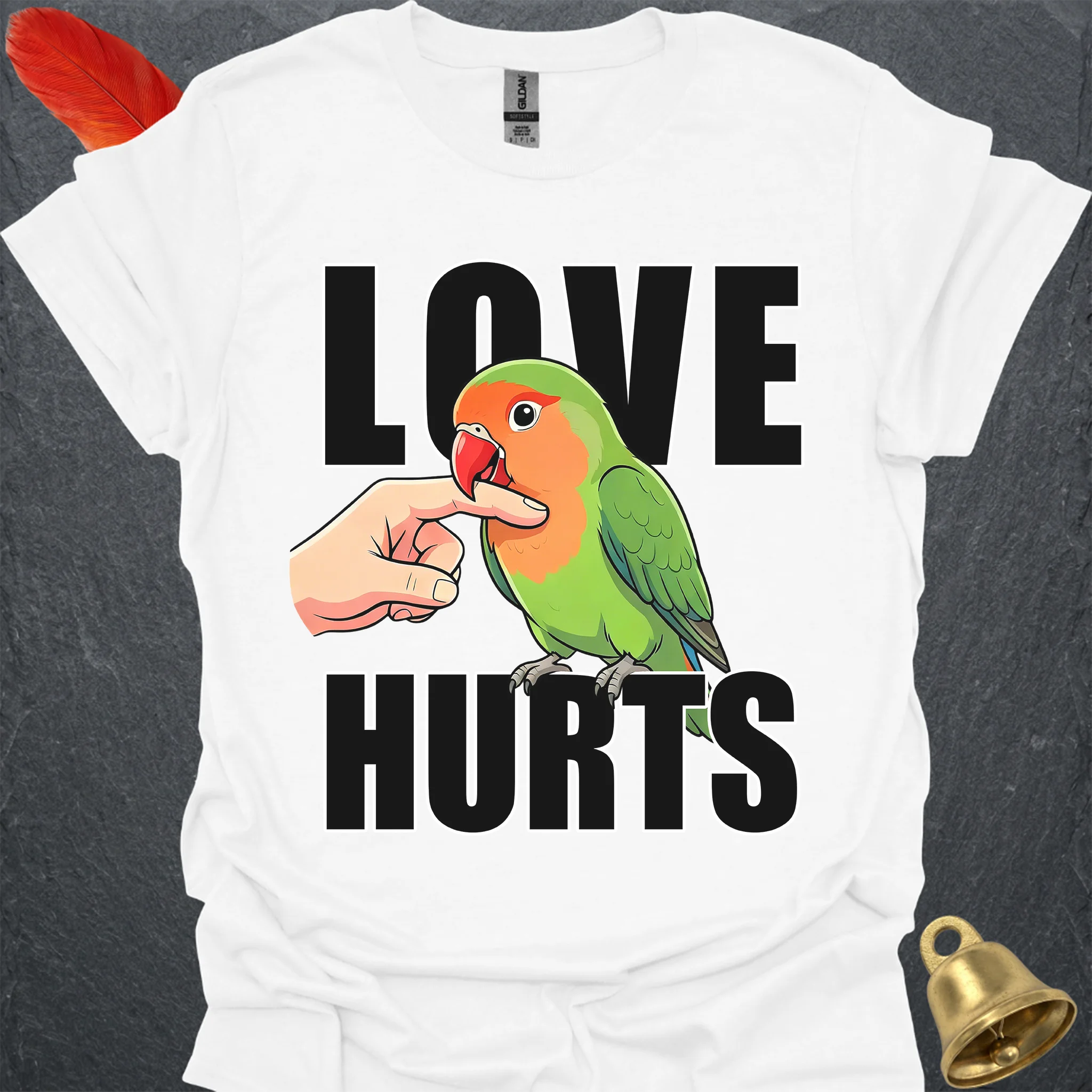 Peach-Faced Lovebird Love Hurts T-Shirt