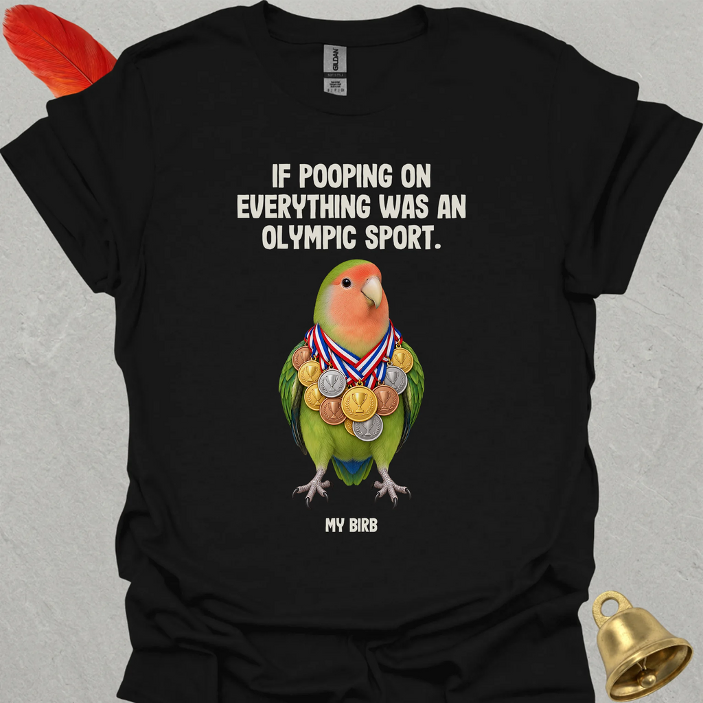 Peach-Faced Lovebird Olympic Pooper T-Shirt