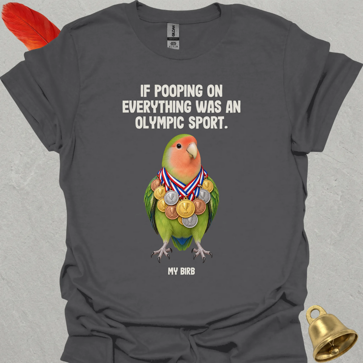 Peach-Faced Lovebird Olympic Pooper T-Shirt