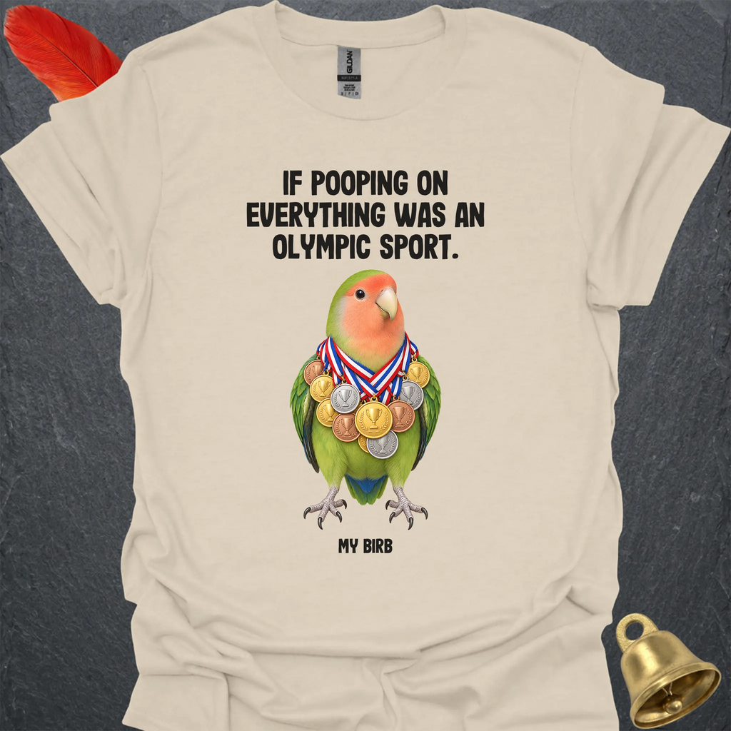 Peach-Faced Lovebird Olympic Pooper T-Shirt