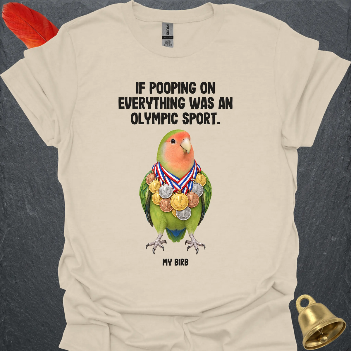 Peach-Faced Lovebird Olympic Pooper T-Shirt