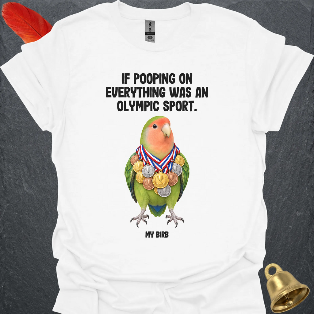 Peach-Faced Lovebird Olympic Pooper T-Shirt