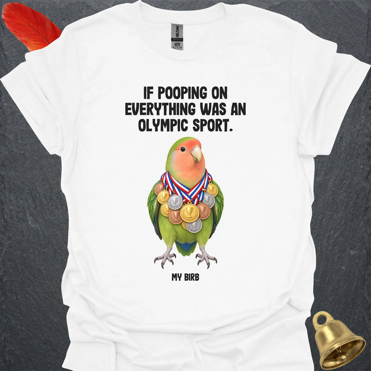Peach-Faced Lovebird Olympic Pooper T-Shirt
