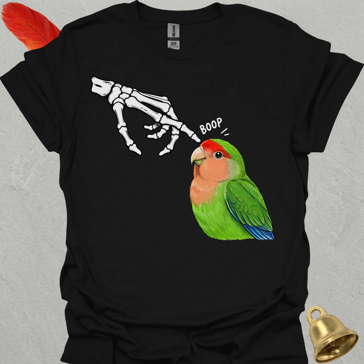 Peach-Faced Lovebird Skeleton Boop T-Shirt