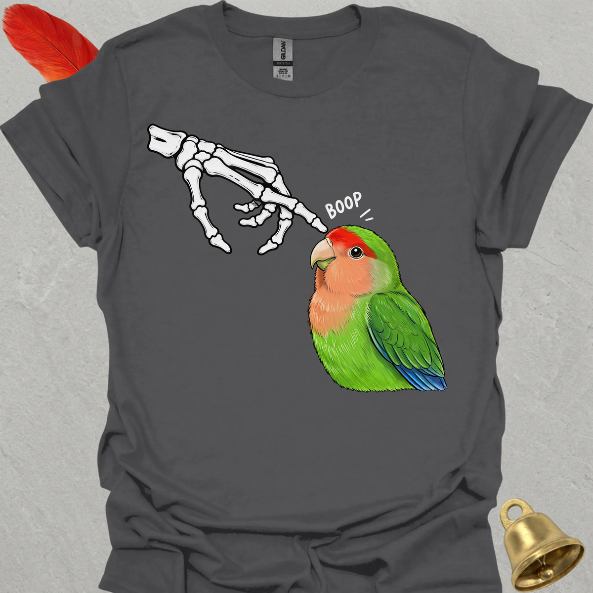 Peach-Faced Lovebird Skeleton Boop T-Shirt