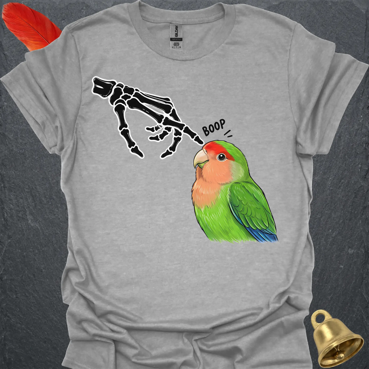 Peach-Faced Lovebird Skeleton Boop T-Shirt