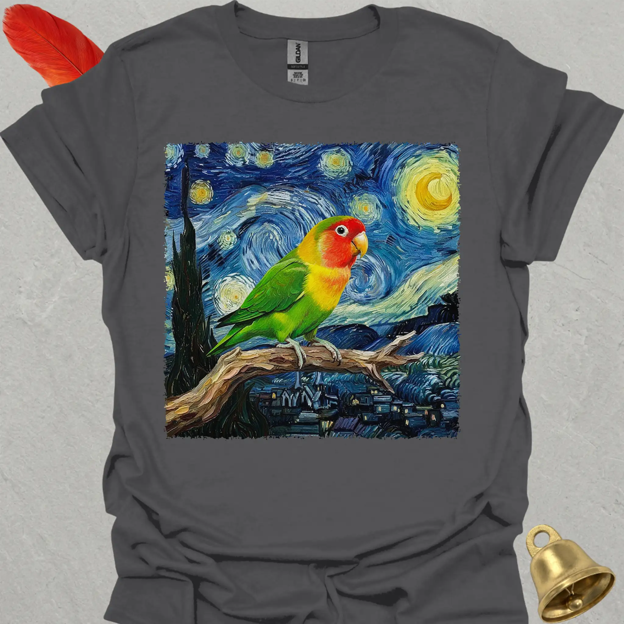 Peach-Faced Lovebird Starry Night T-Shirt