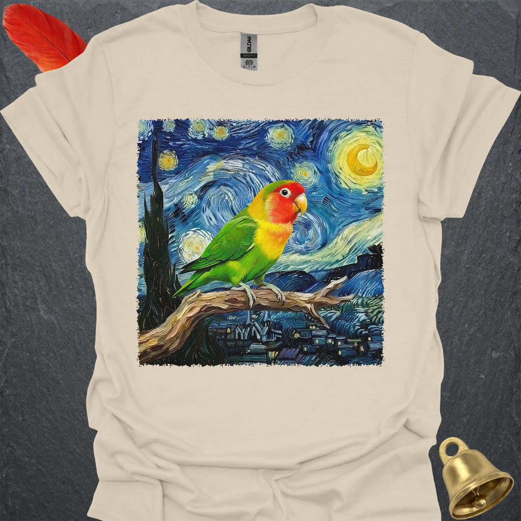 Peach-Faced Lovebird Starry Night T-Shirt