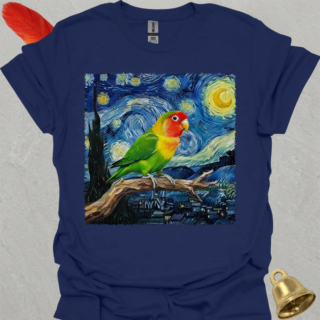 Peach-Faced Lovebird Starry Night T-Shirt
