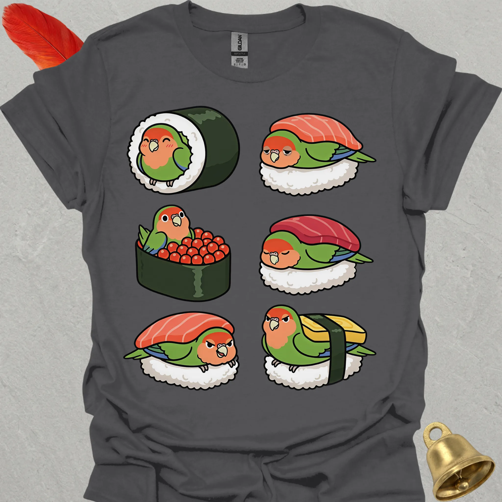 Peach-Faced Lovebird Sushi T-Shirt