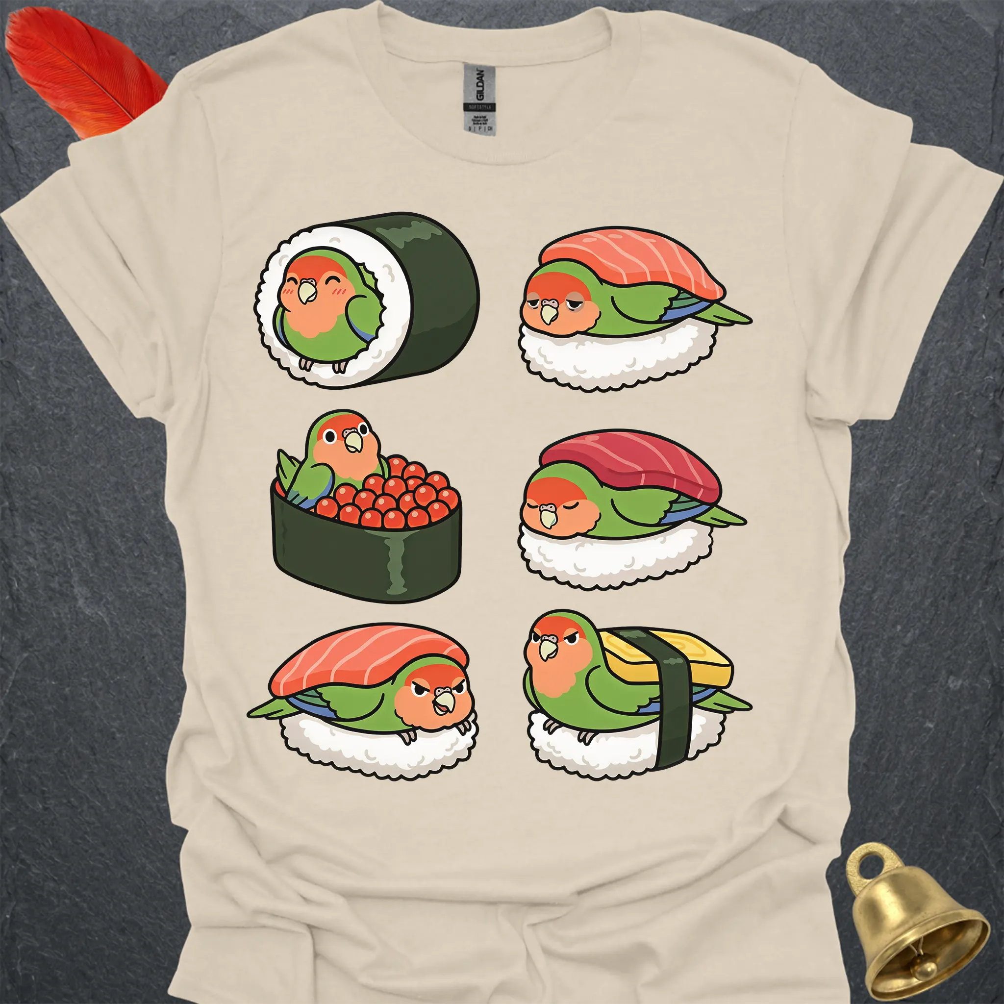 Peach-Faced Lovebird Sushi T-Shirt