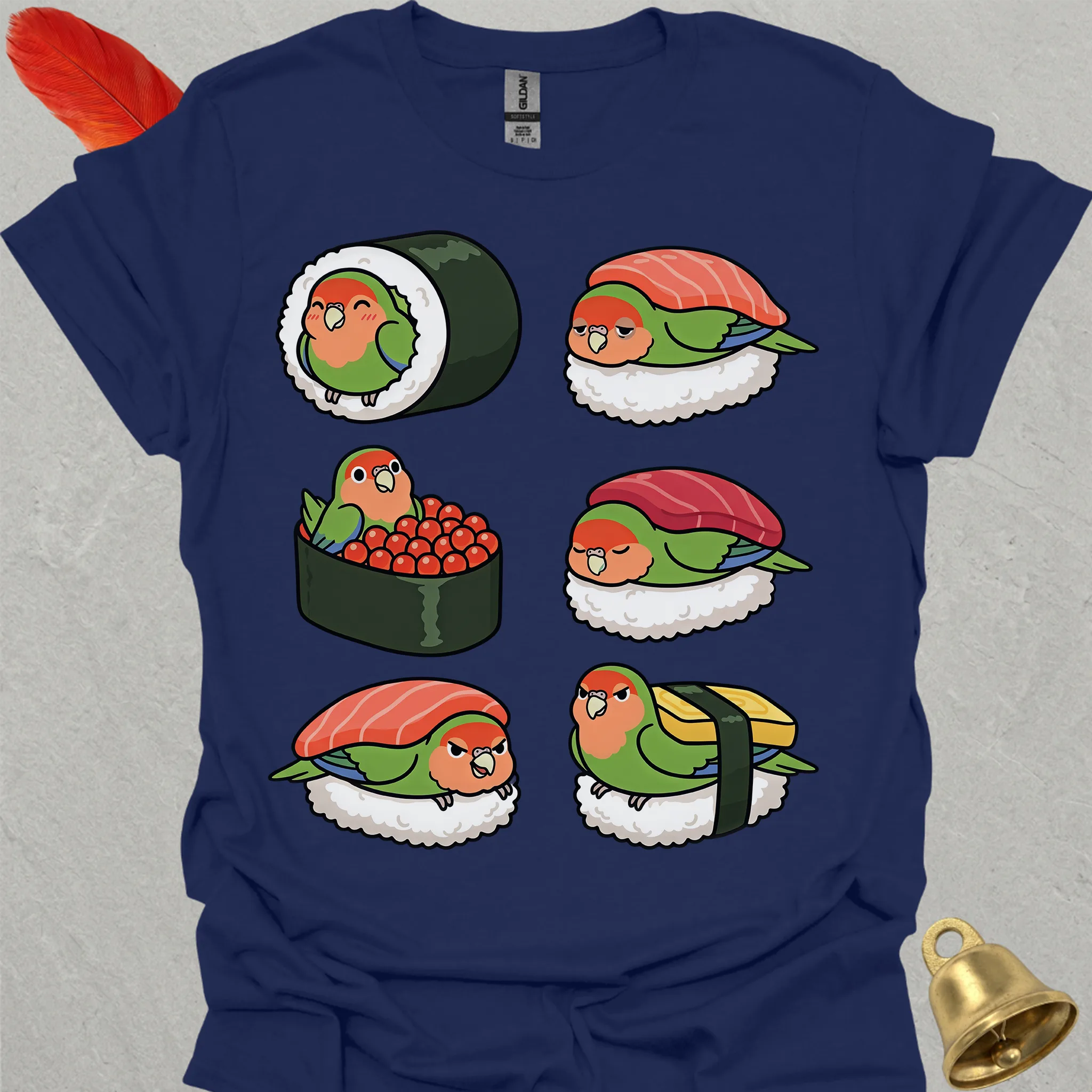 Peach-Faced Lovebird Sushi T-Shirt