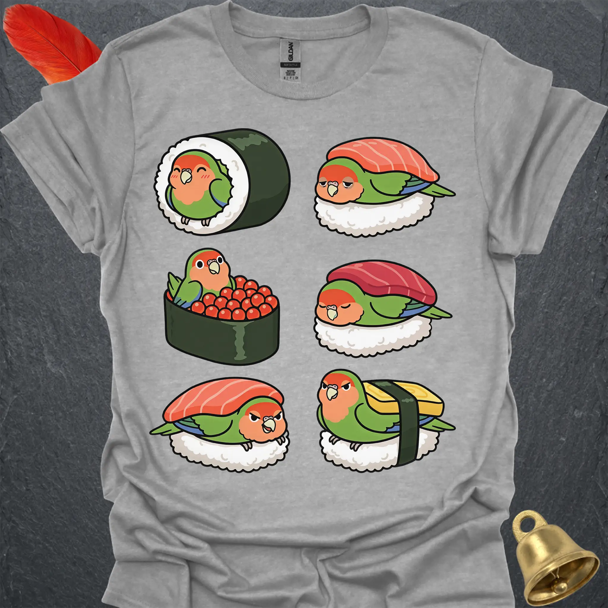 Peach-Faced Lovebird Sushi T-Shirt