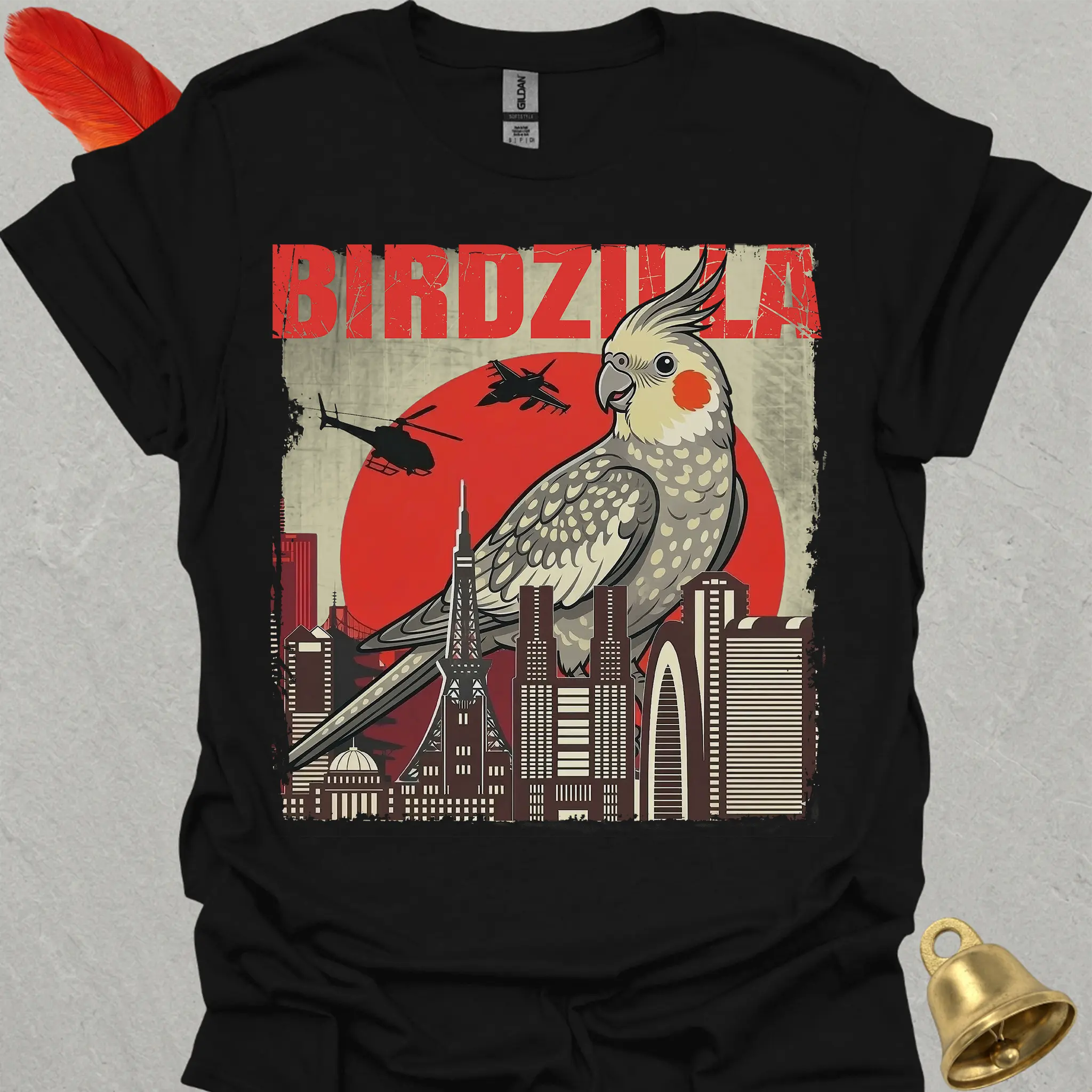 Pearl Cockatiel Birdzilla T-Shirt