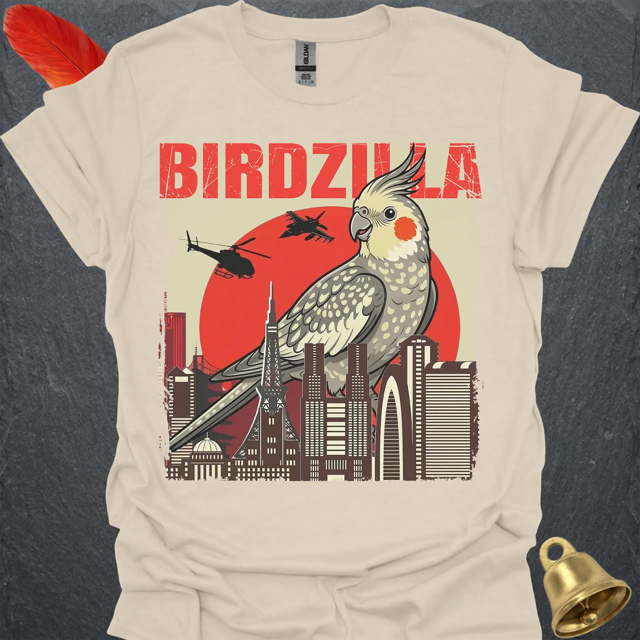 Pearl Cockatiel Birdzilla T-Shirt