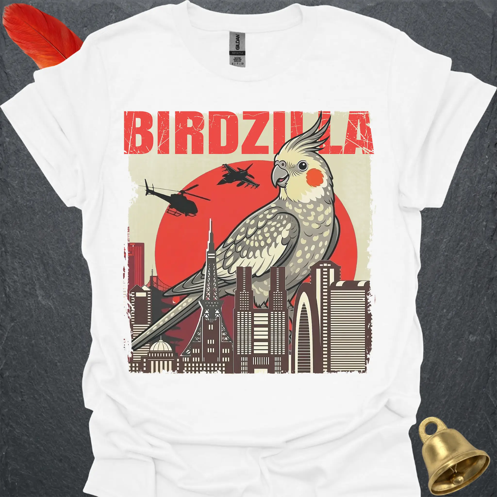 Pearl Cockatiel Birdzilla T-Shirt