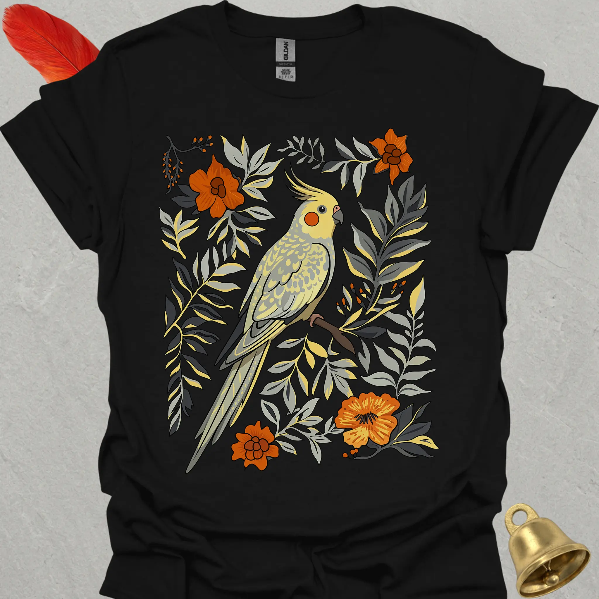 Pearl Cockatiel Boho Flower T-Shirt