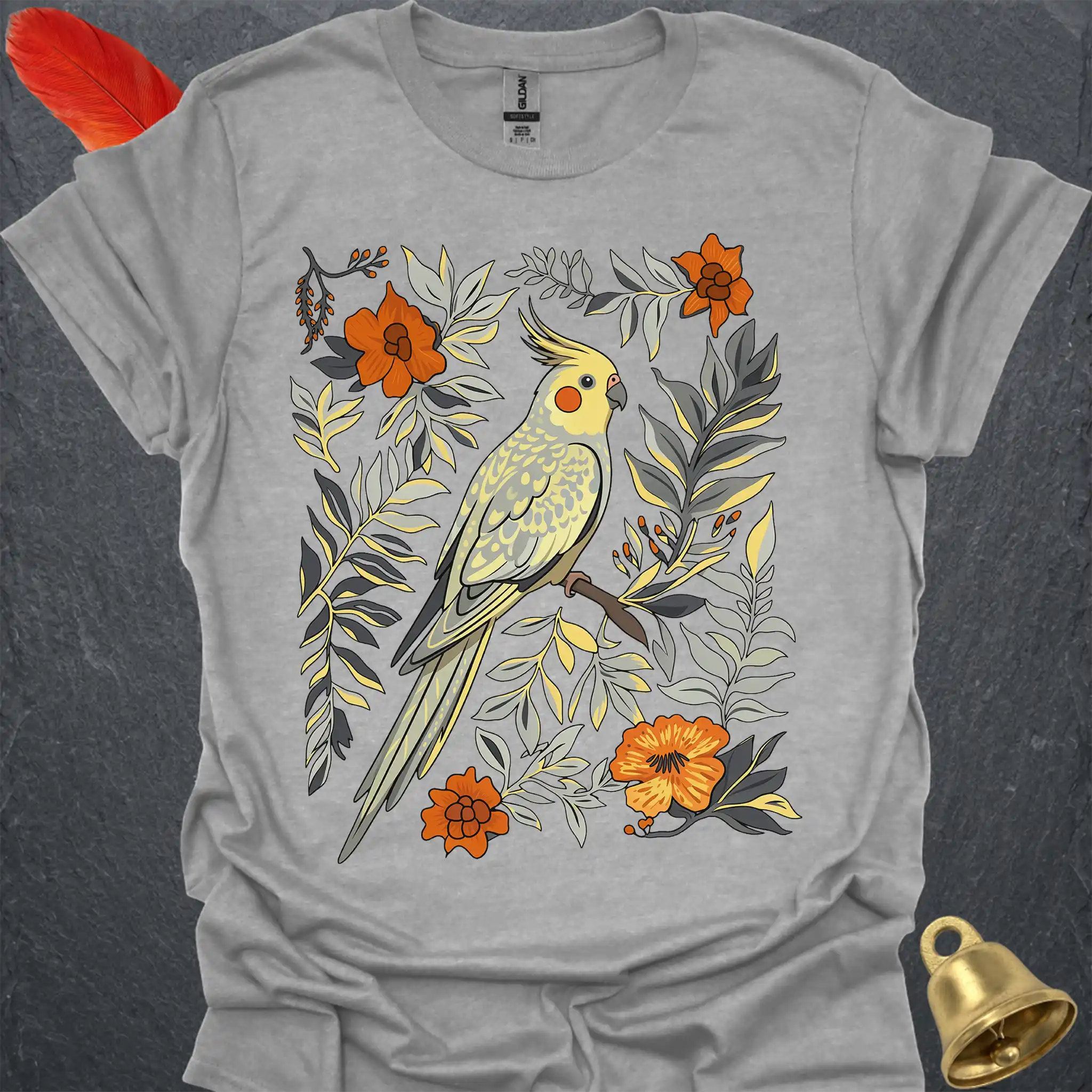 Pearl Cockatiel Boho Flower T-Shirt