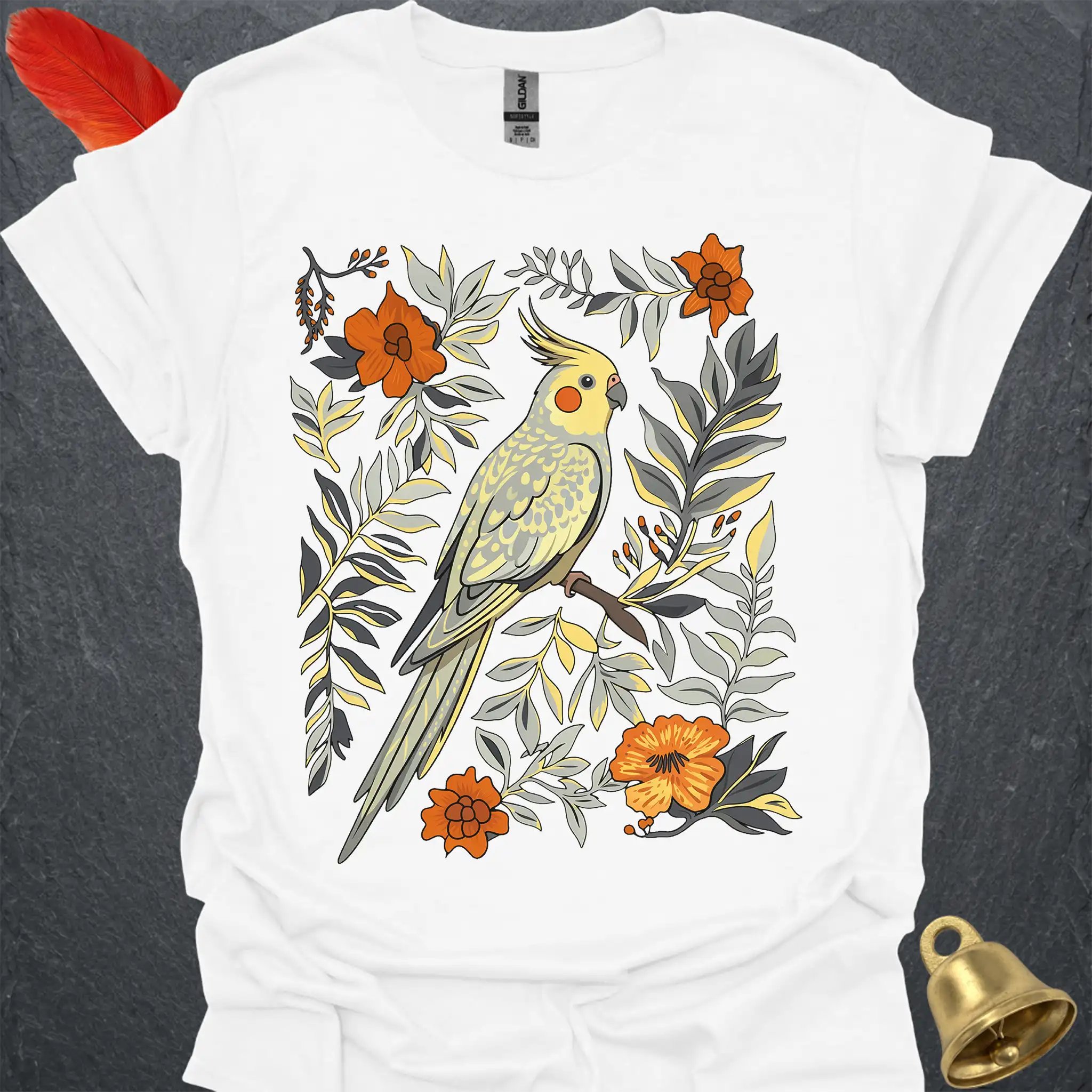 Pearl Cockatiel Boho Flower T-Shirt