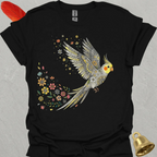 Pearl Cockatiel Flying Flower T-Shirt