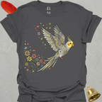 Pearl Cockatiel Flying Flower T-Shirt