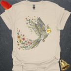 Pearl Cockatiel Flying Flower T-Shirt