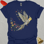 Pearl Cockatiel Flying Flower T-Shirt