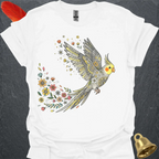Pearl Cockatiel Flying Flower T-Shirt