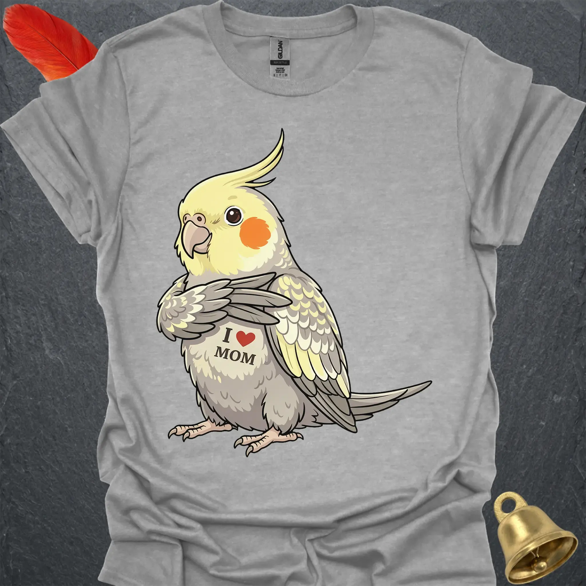 Pearl Cockatiel I Love Mom T-Shirt