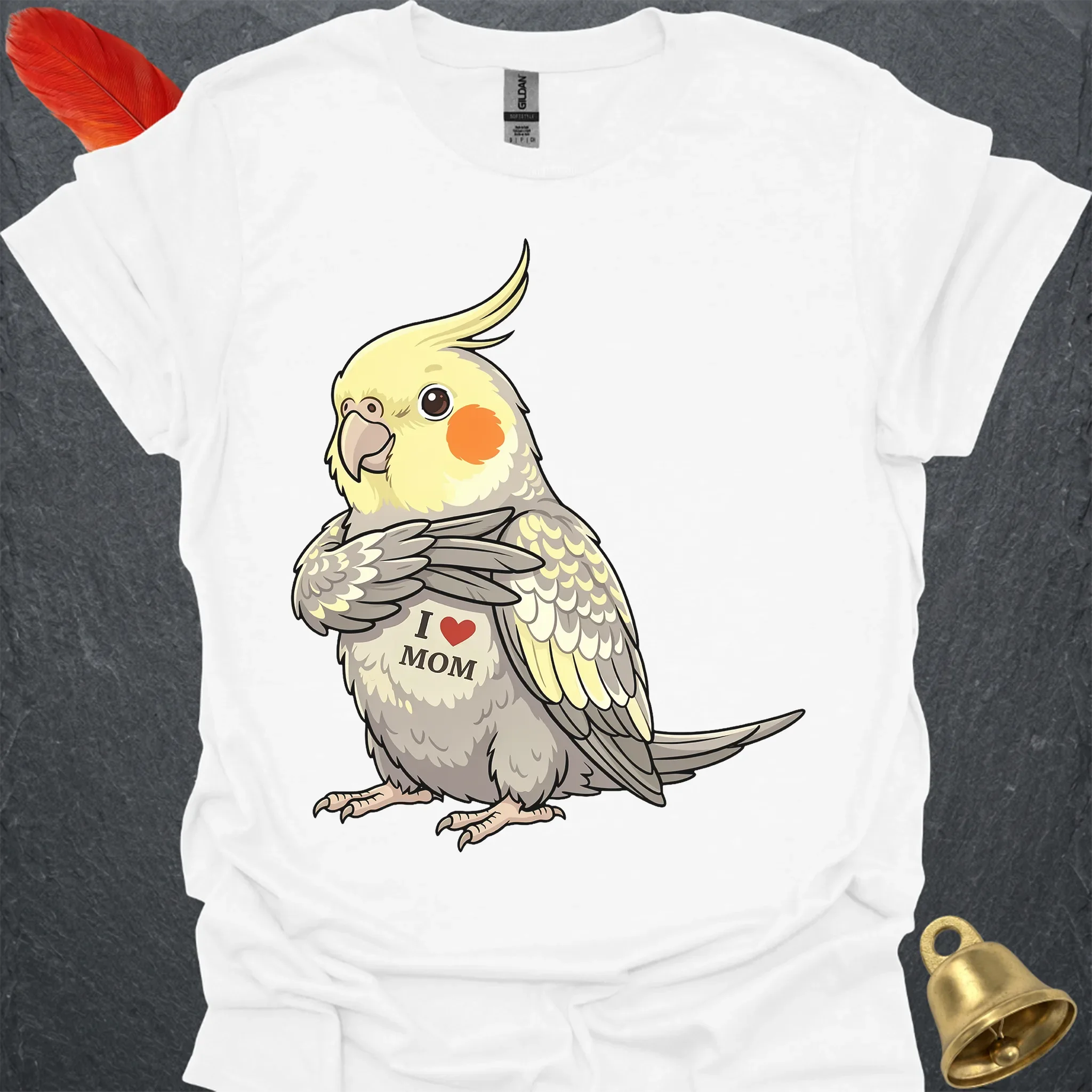 Pearl Cockatiel I Love Mom T-Shirt