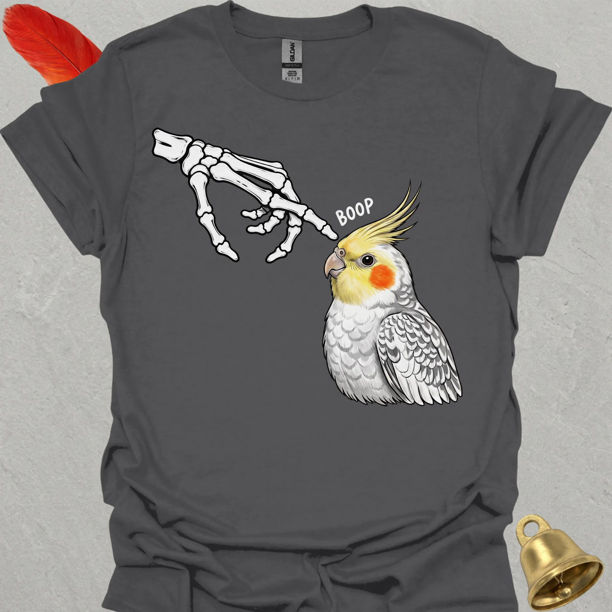 Pearl Cockatiel Skeleton Boop T-Shirt