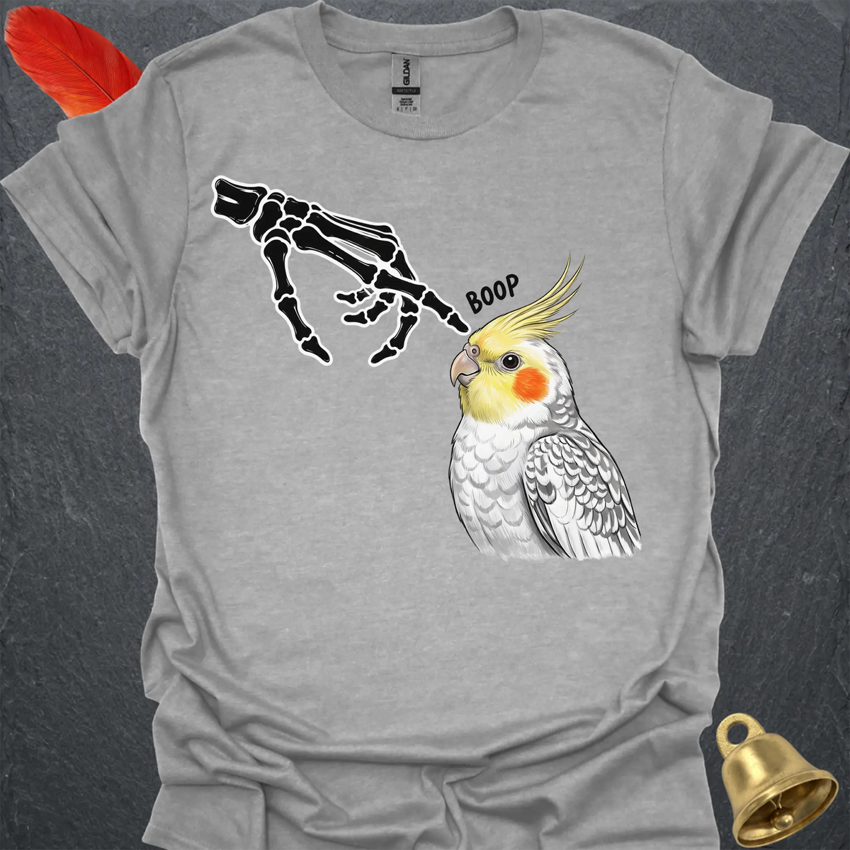 Pearl Cockatiel Skeleton Boop T-Shirt