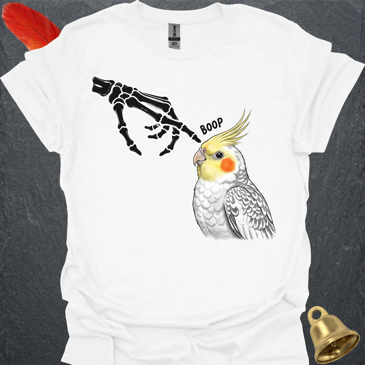 Pearl Cockatiel Skeleton Boop T-Shirt