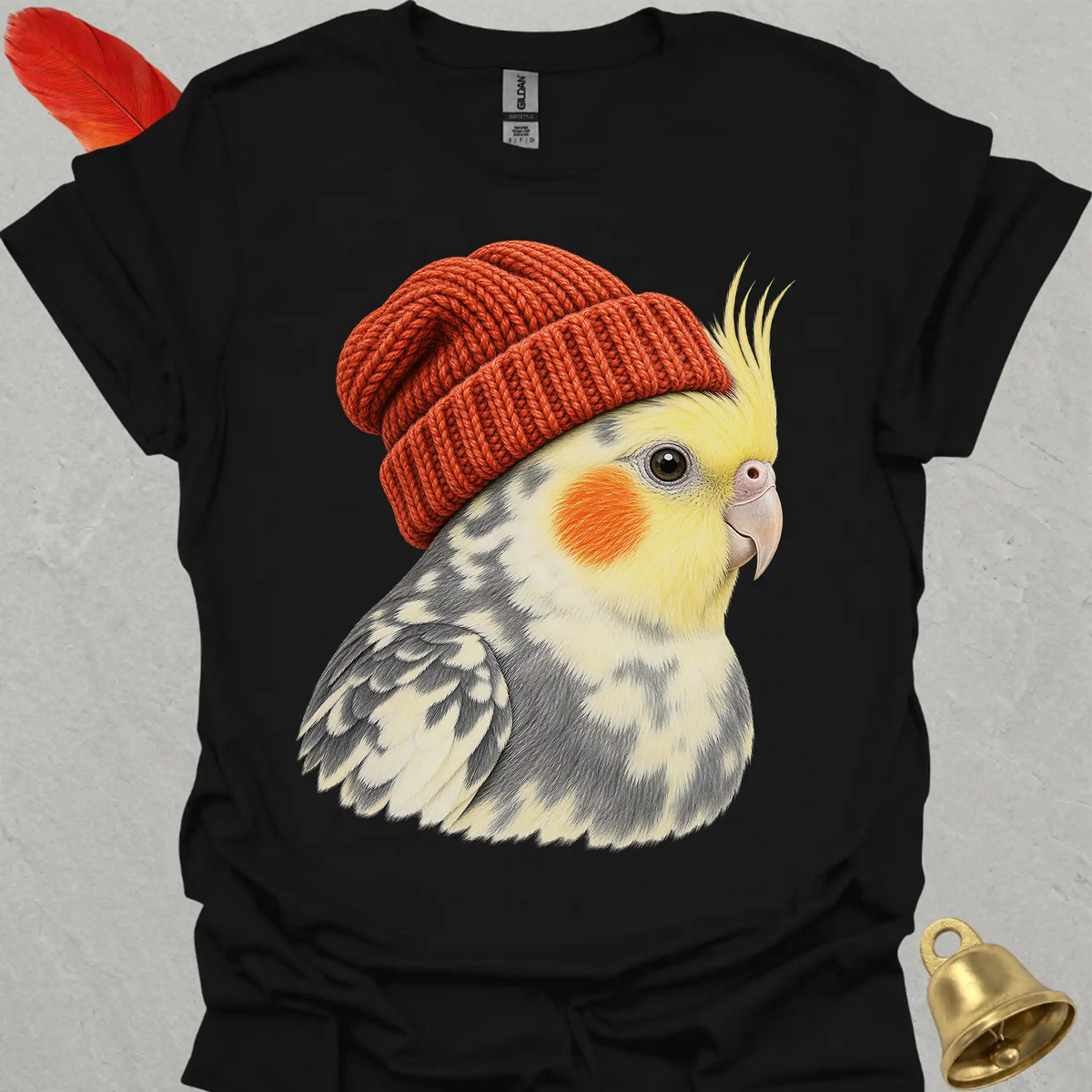 Pied Cockatiel Beanie T-Shirt