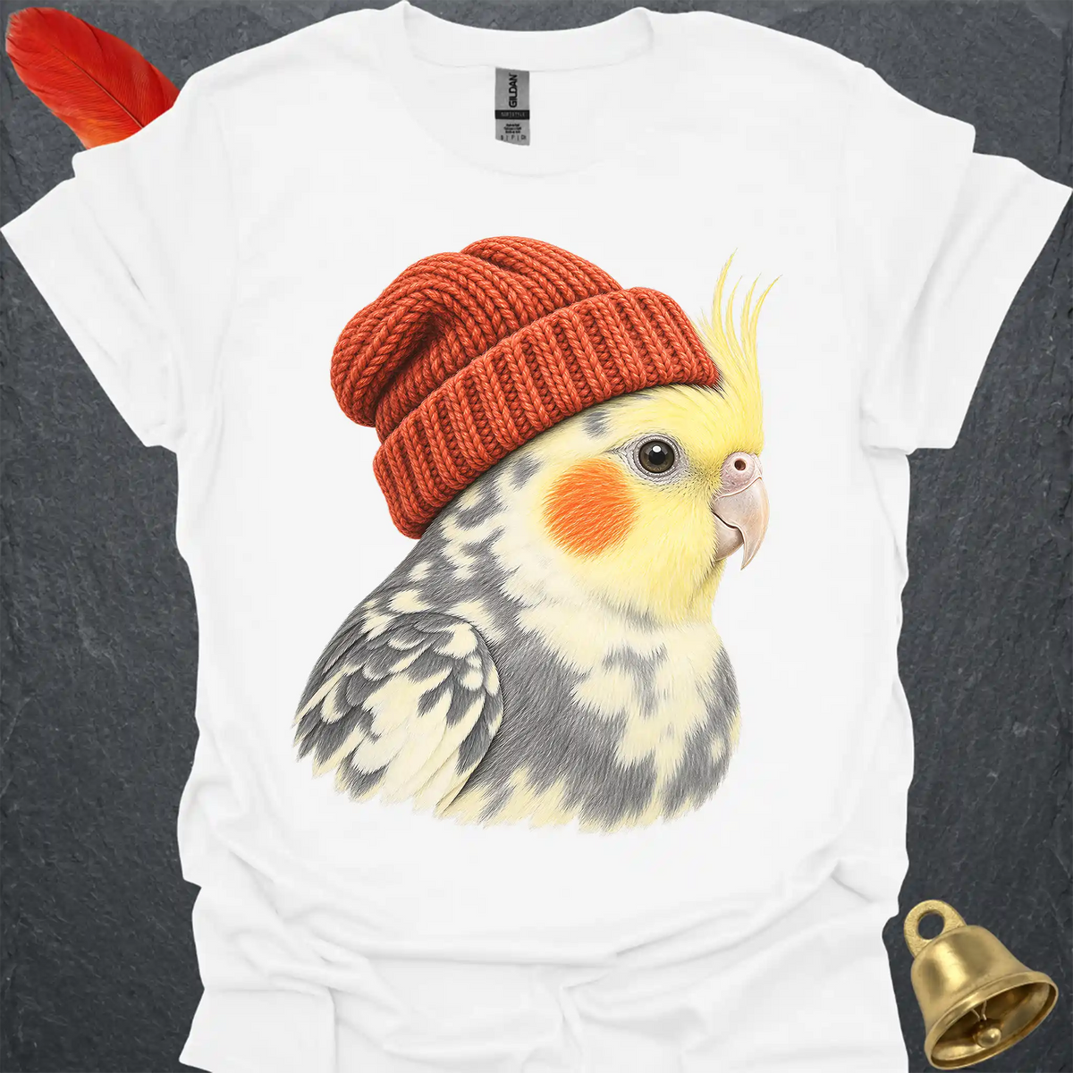 Pied Cockatiel Beanie T-Shirt