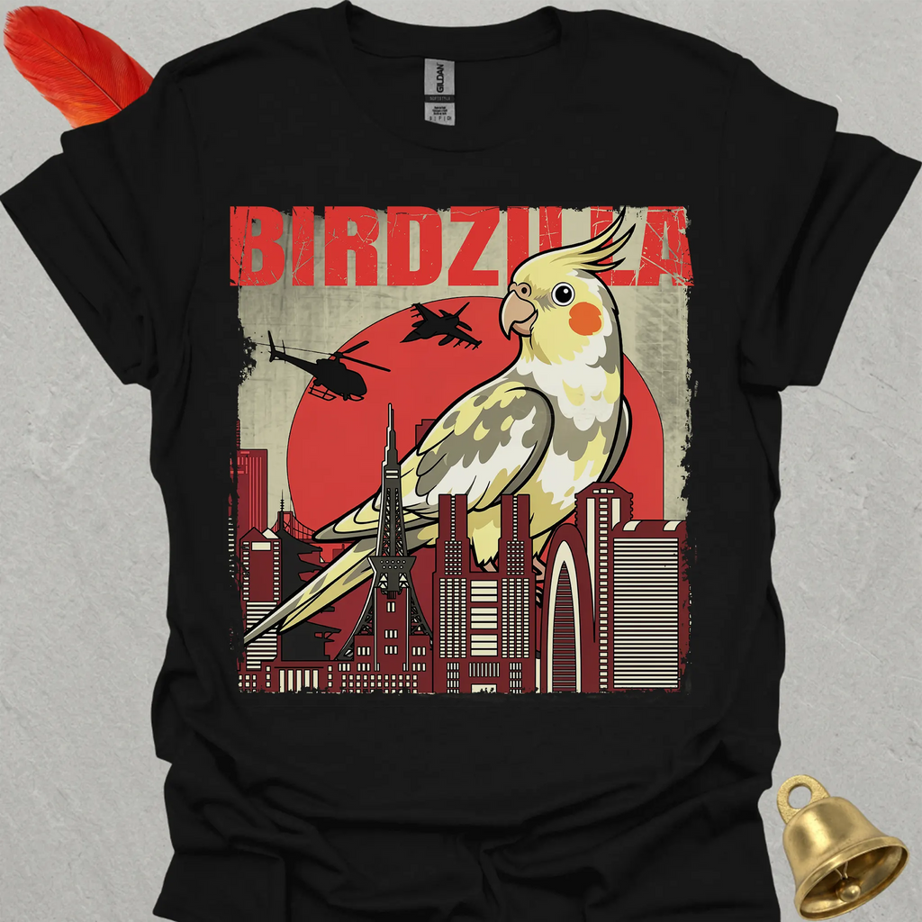 Pied Cockatiel Birdzilla T-Shirt