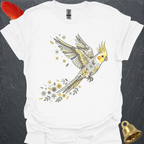 Pied Cockatiel Flying Flower T-Shirt