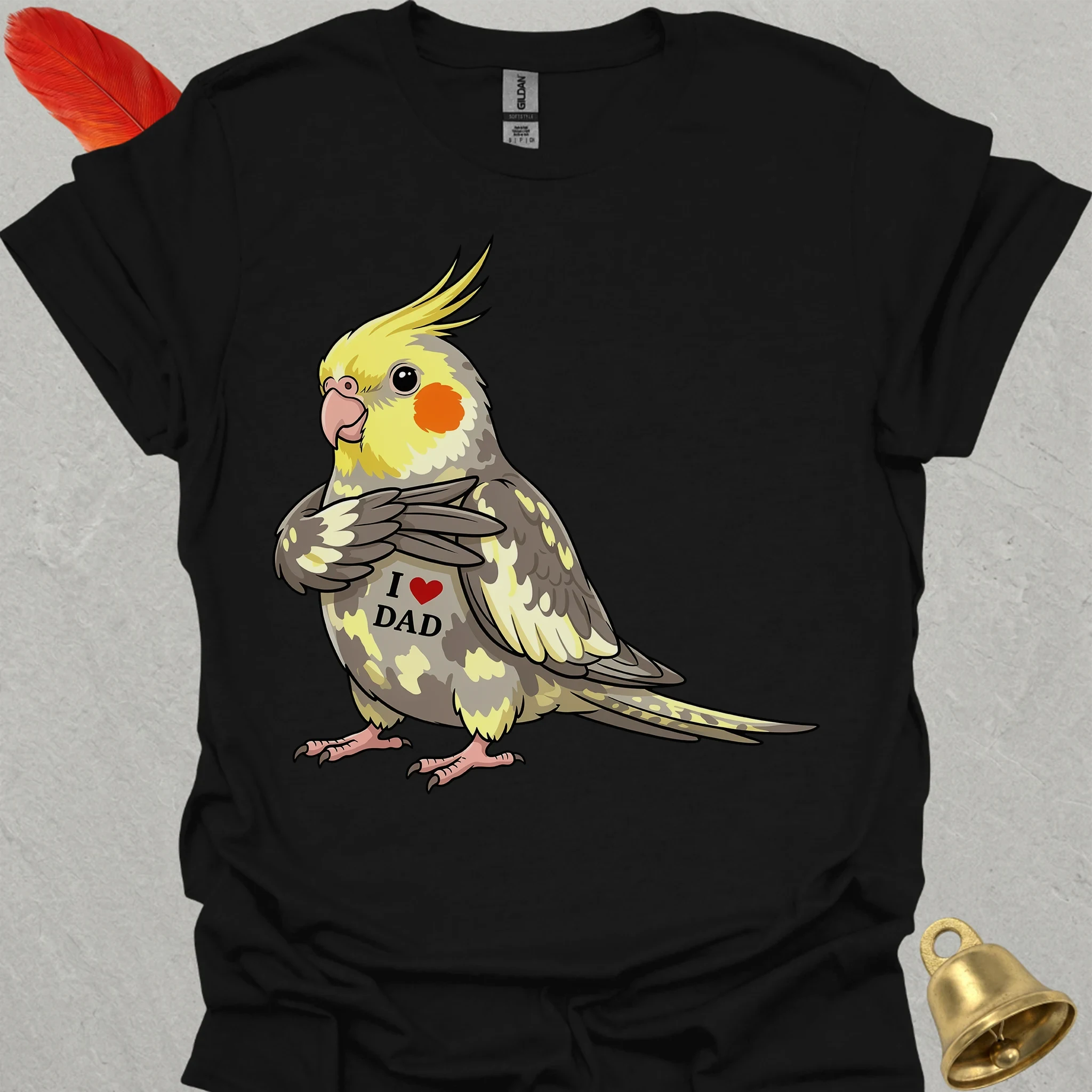 Pied Cockatiel I Love Dad T-Shirt